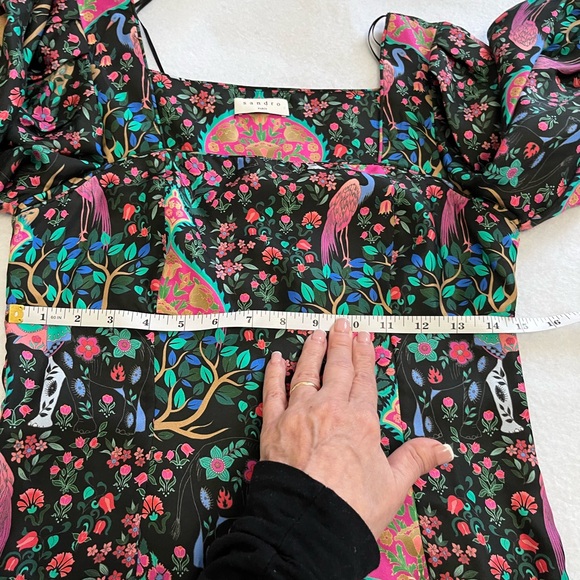 SANDRO PARIS IVEA BLACK PRINTED SILK TOP - Picture 12 of 13